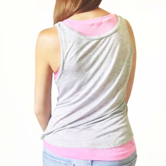 MONROW Grey & Pink Layered Tank Top - Picture 3 of 8